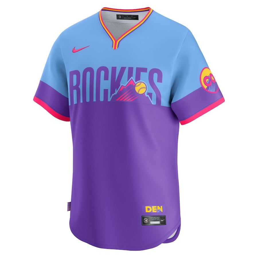 Nike Men's MLB Colorado Rockies City Connect Jersey purple light blue