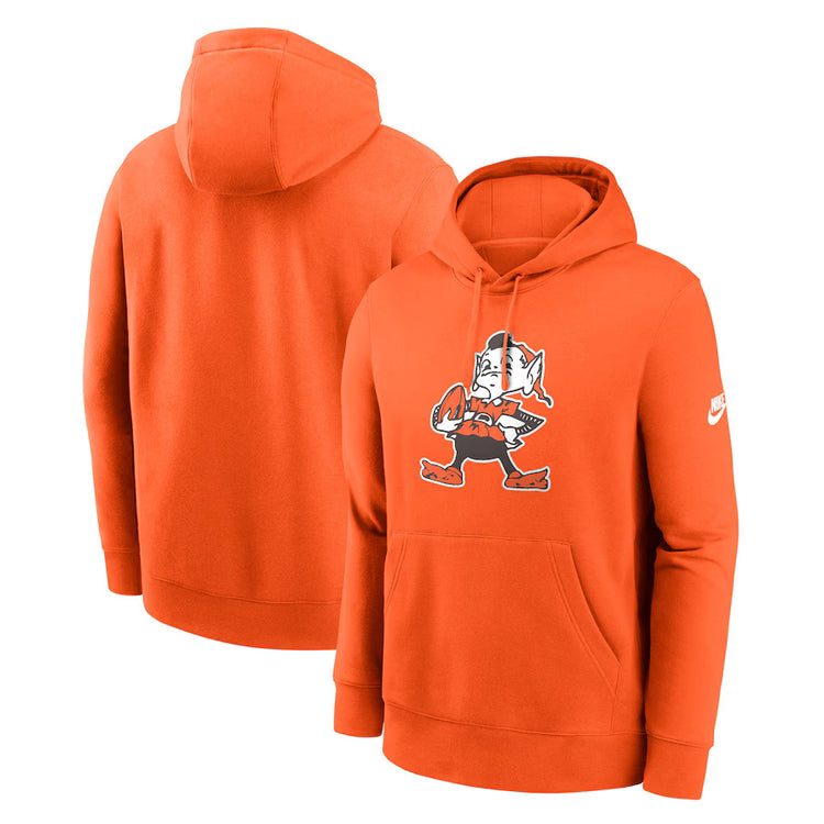 Nike Men's NFL Cleveland Browns Rewind Club Logo Hoodie orange