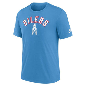 Nike Men's NFL Houston Oilers Rewind Tri-Blend T-Shirt sky blue Tennessee titans