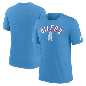 Nike Men's NFL Houston Oilers Rewind Tri-Blend T-Shirt sky blue Tennessee titans