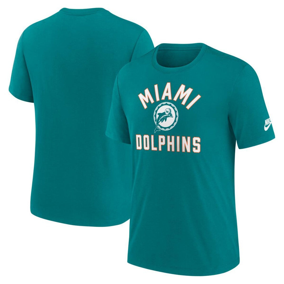Nike Men's NFL Miami Dolphins Rewind Tri-Blend T-Shirt aqua teal blue green