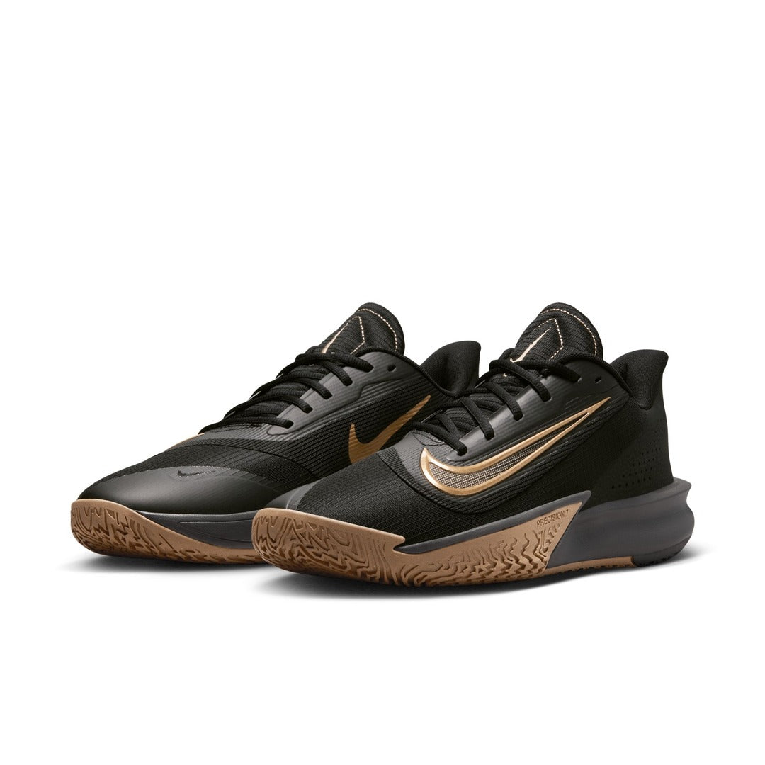 Nike Men's Precision 7 Basketball Shoes Black Metallic Gold