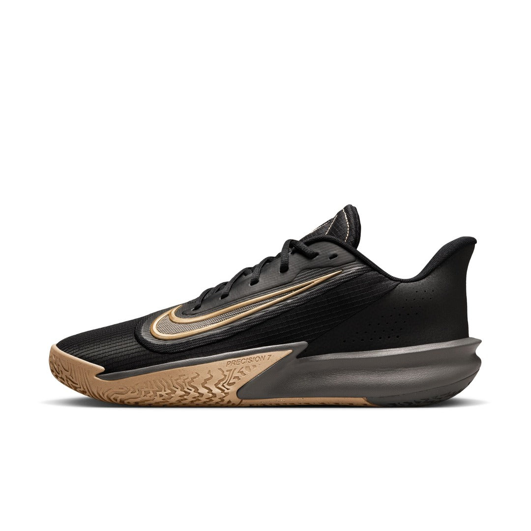 Nike Men's Precision 7 Basketball Shoes Black Metallic Gold