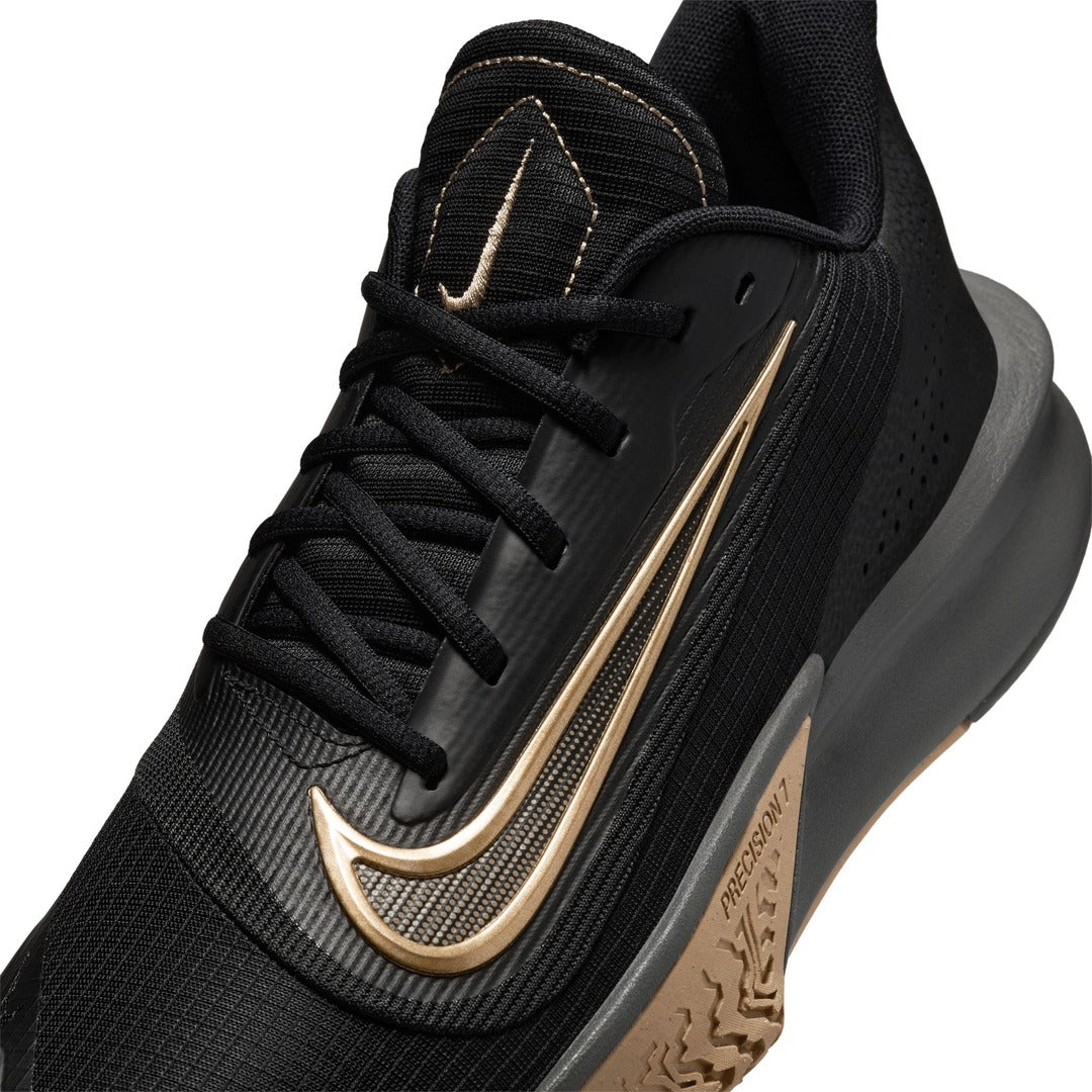 Nike Men's Precision 7 Basketball Shoes Black Metallic Gold