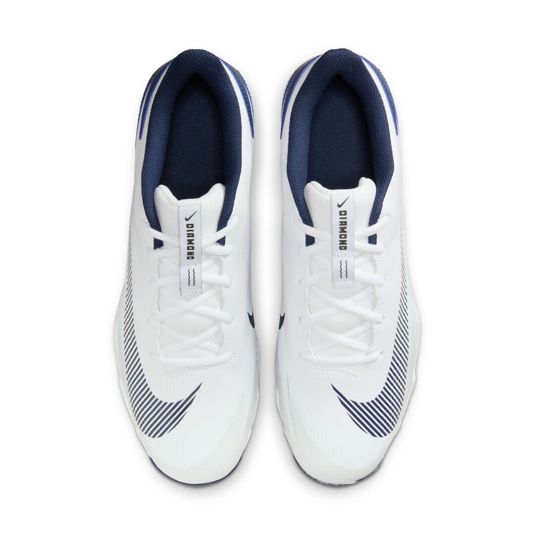 Nike Senior Diamond Fly Keystone Rubber Baseball Cleats white/navy