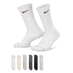 Nike Senior Everyday Elevated Crew Socks 6-Pack white black grey cream