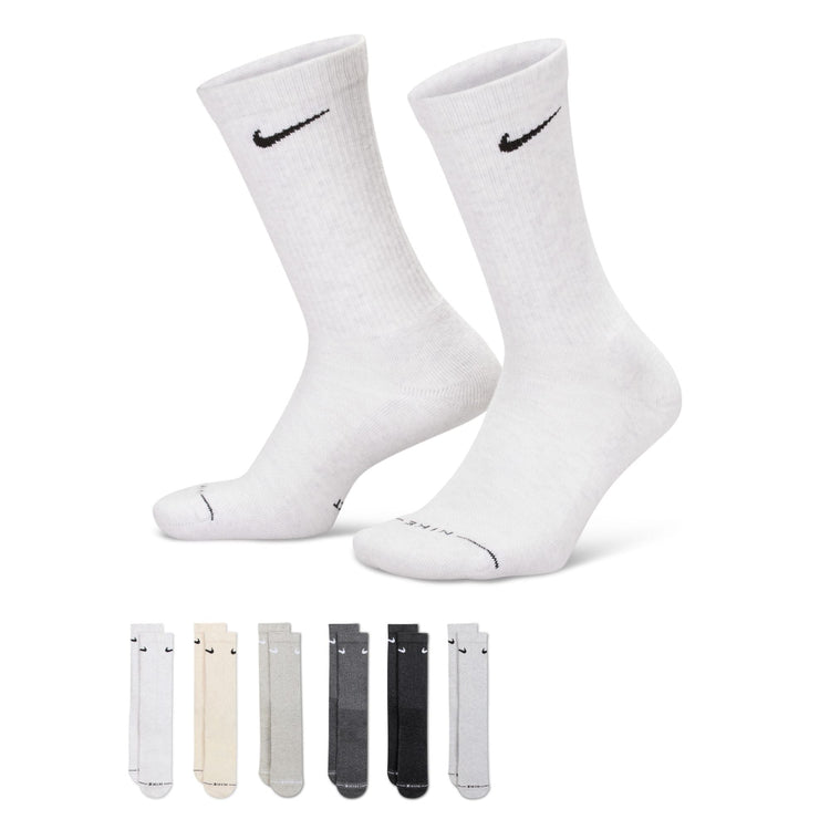 Nike Senior Everyday Elevated Crew Socks 6-Pack white black grey cream