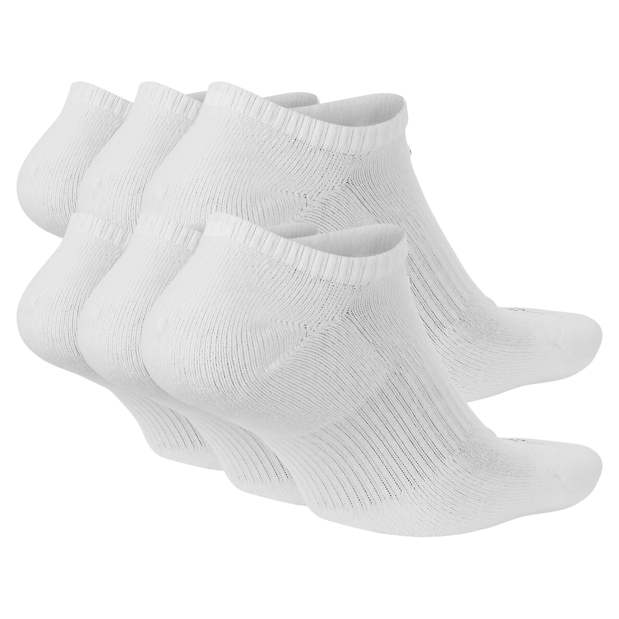 Nike Senior Everyday Plus Cushioned No-Show Socks 6-Pack White