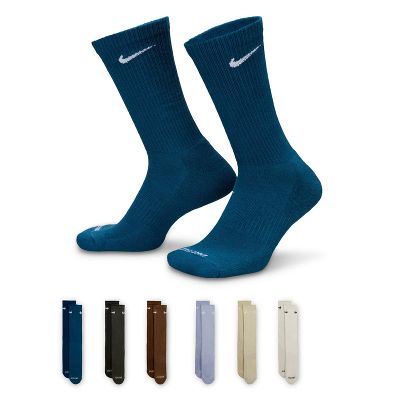 Nike Senior Everyday Plus Training Crew Socks 6-Pack multi brown blue beige