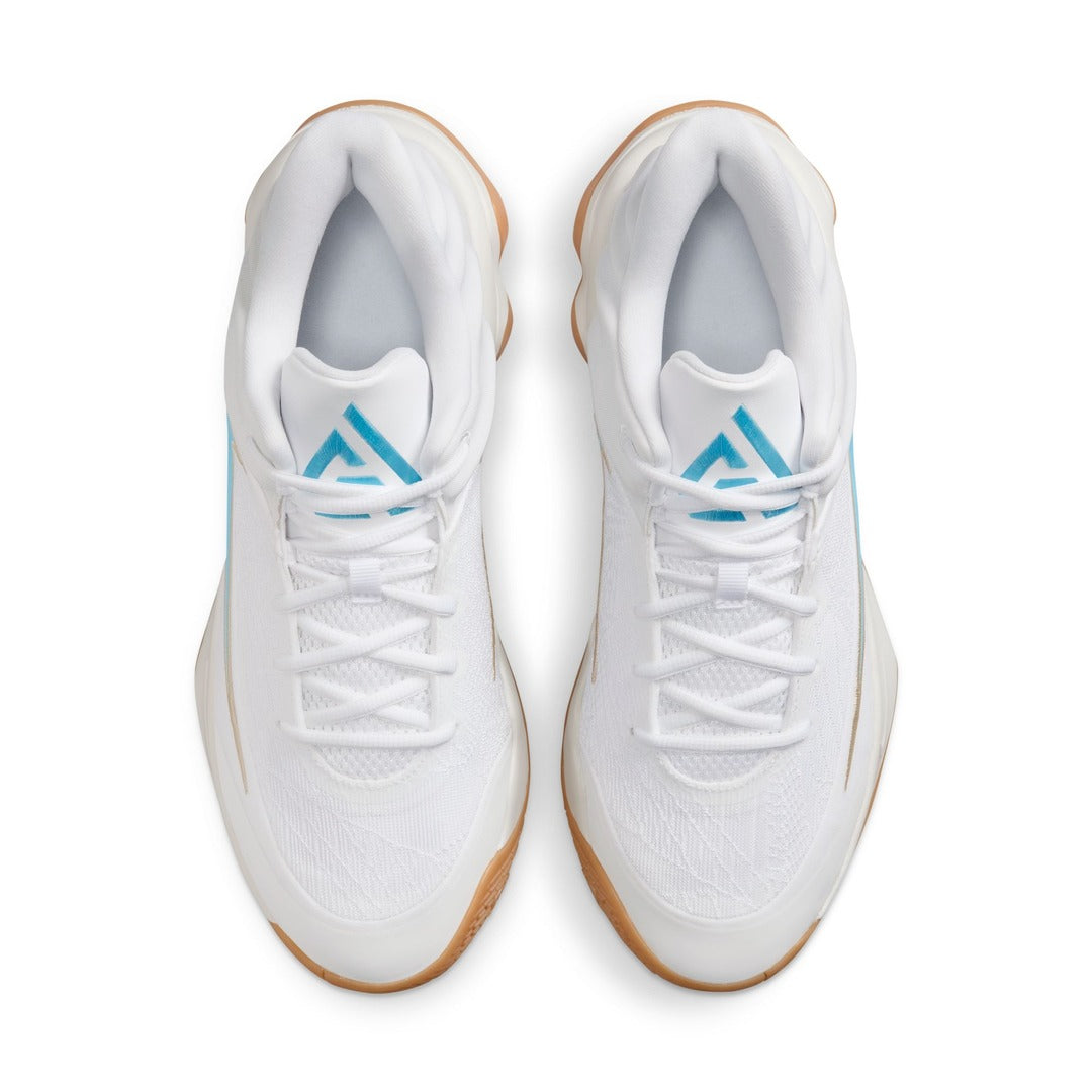 Nike Senior Giannis Immortality 4 Basketball Shoes White/Aquarius Blue/Coconut Milk