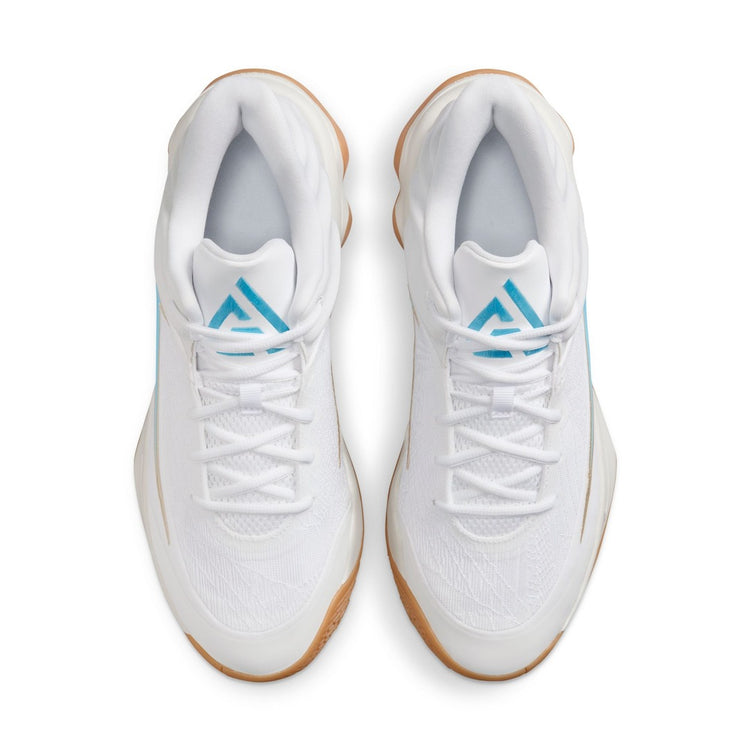 Nike Senior Giannis Immortality 4 Basketball Shoes White/Aquarius Blue/Coconut Milk