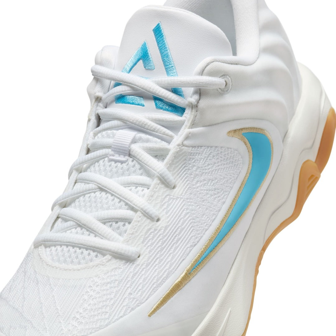 Nike Senior Giannis Immortality 4 Basketball Shoes White/Aquarius Blue/Coconut Milk