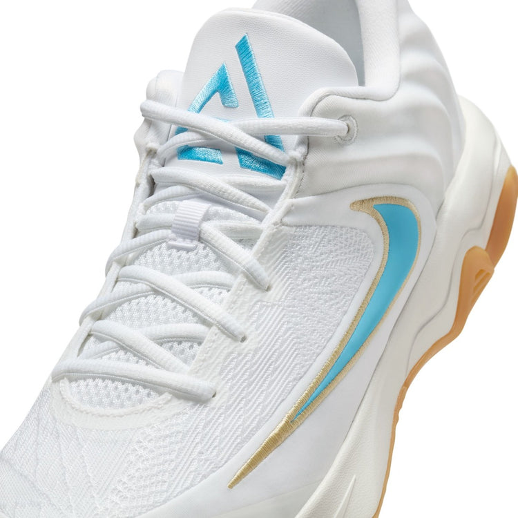 Nike Senior Giannis Immortality 4 Basketball Shoes White/Aquarius Blue/Coconut Milk