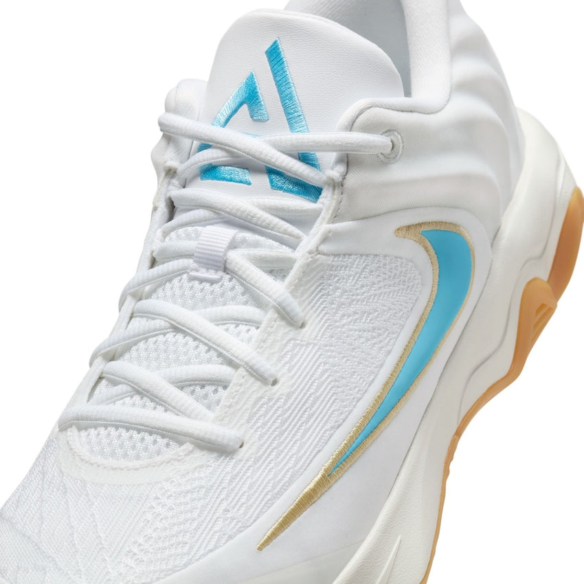 Nike Senior Giannis Immortality 4 Basketball Shoes White/Aquarius Blue/Coconut Milk