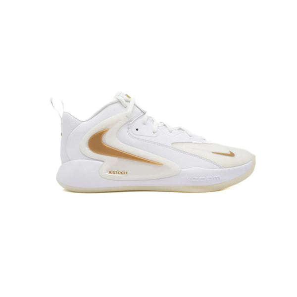 White and gold nike volleyball shoes top