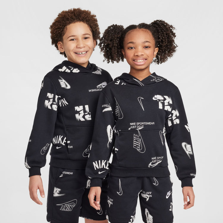 Nike Youth AOP French Terry Hoodie big kids black