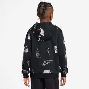 Nike Youth AOP French Terry Hoodie big kids black
