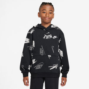 Nike Youth AOP French Terry Hoodie big kids black