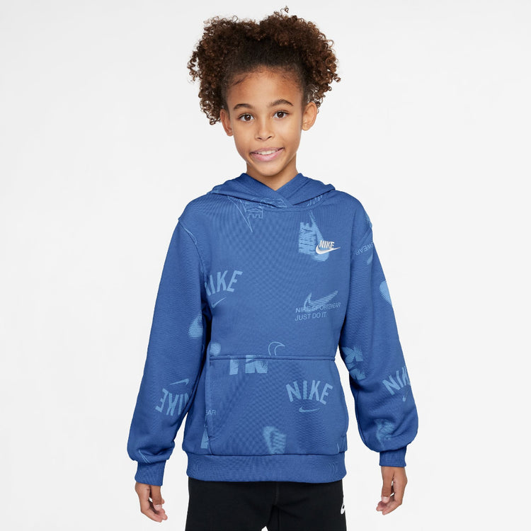 Nike Youth AOP French Terry Hoodie big kids comet blue