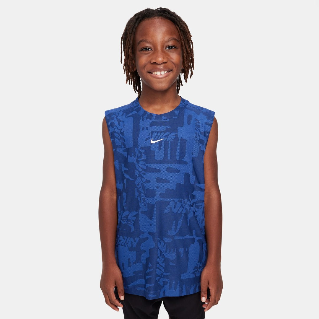 Nike Youth Dri-Fit Multi Print Sleeveless Top shirt royal blue