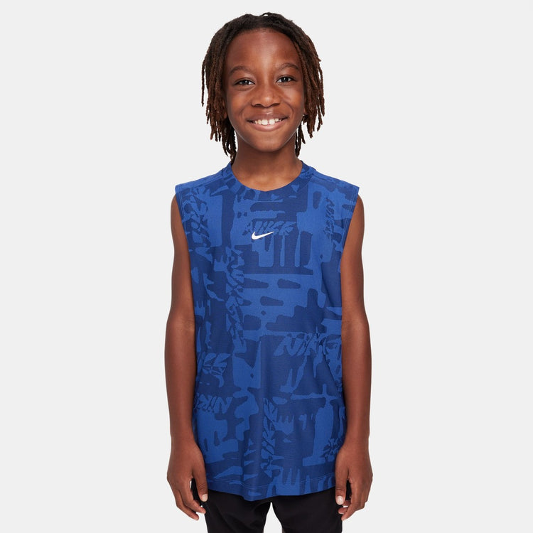 Nike Youth Dri-Fit Multi Print Sleeveless Top shirt royal blue
