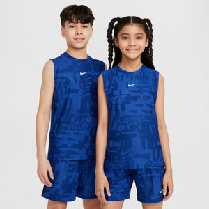 Nike Youth Dri-Fit Multi Print Sleeveless Top shirt royal blue