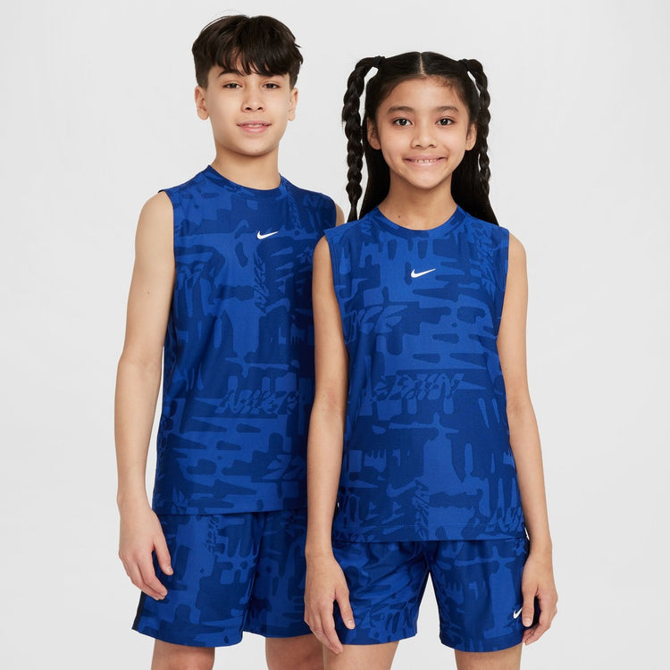 Nike Youth Dri-Fit Multi Print Sleeveless Top shirt royal blue