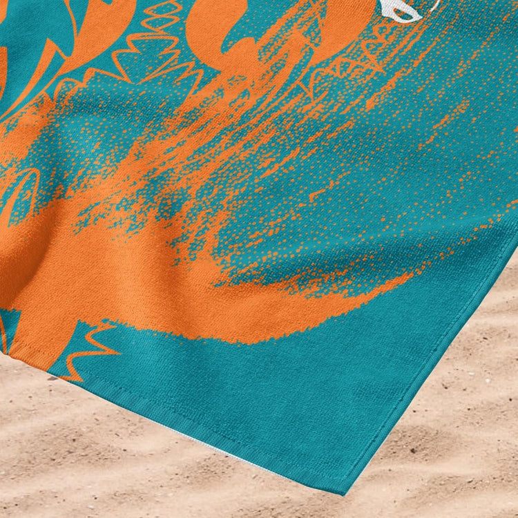 Northwest NFL Miami Dolphins 30x60 Microfiber Beach Towel orange/teal