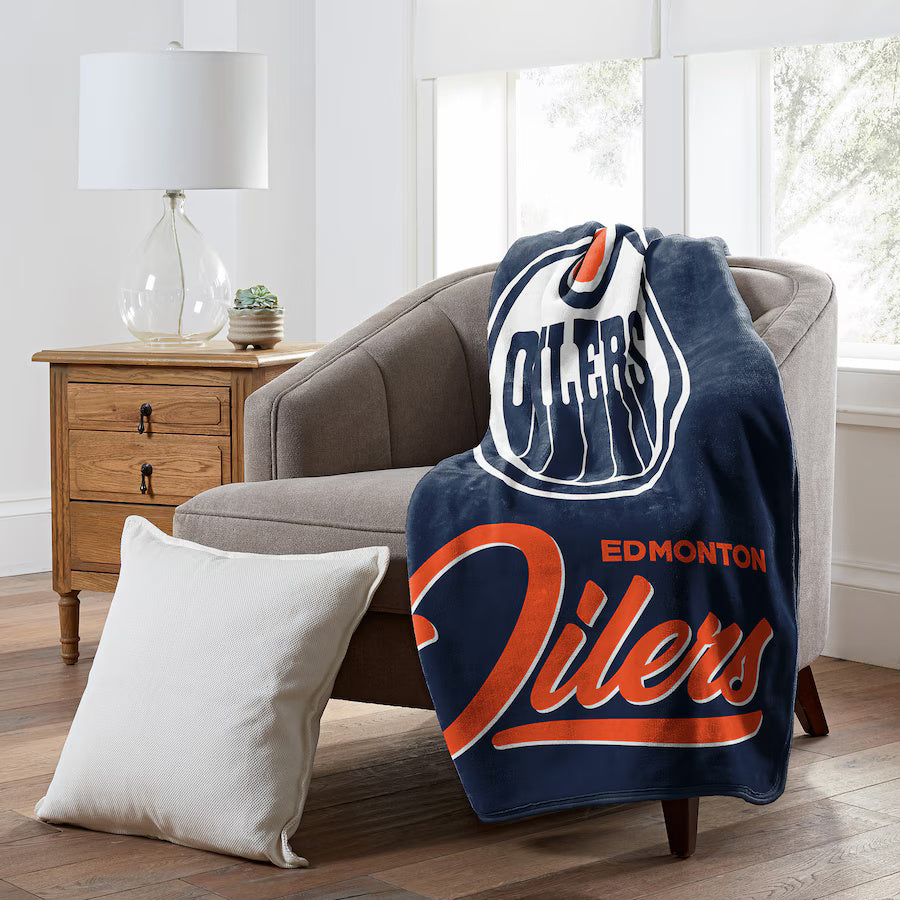 Northwest NHL Edmonton Oilers Signature Raschel Throw Blanket 50"x60" blue