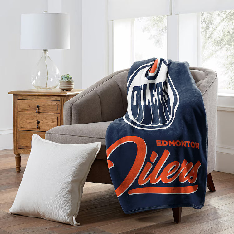Northwest NHL Edmonton Oilers Signature Raschel Throw Blanket 50"x60" blue
