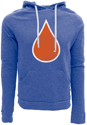 Oil Drop Senior Tri-Blend Fleece Raglan Hoodie royal blue