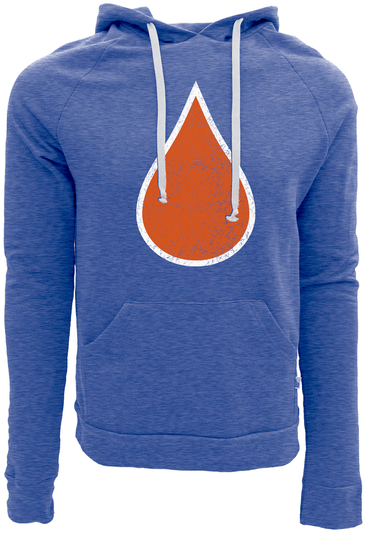 Oil Drop Senior Tri-Blend Fleece Raglan Hoodie royal blue