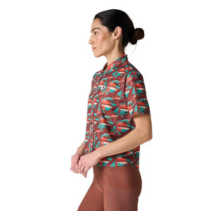 Pearl Izumi Women's Canyon Tech Snap Shirt Vivid Gear peak/ multi brown-green