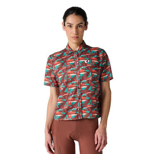 Pearl Izumi Women's Canyon Tech Snap Shirt Vivid Gear peak/ multi brown-green