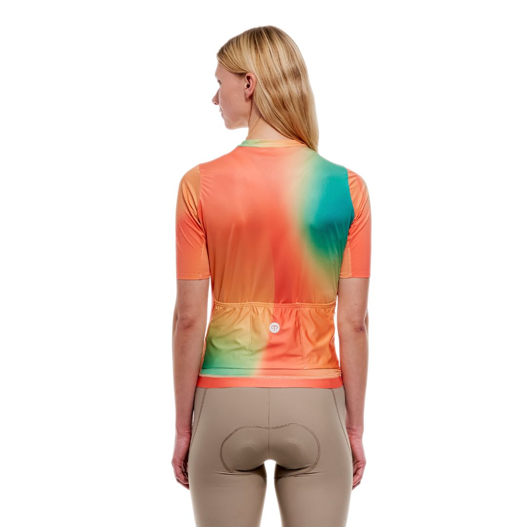 Peppermint Women's Signature Short Sleeve Bike Jersey multi orange/yellow/green