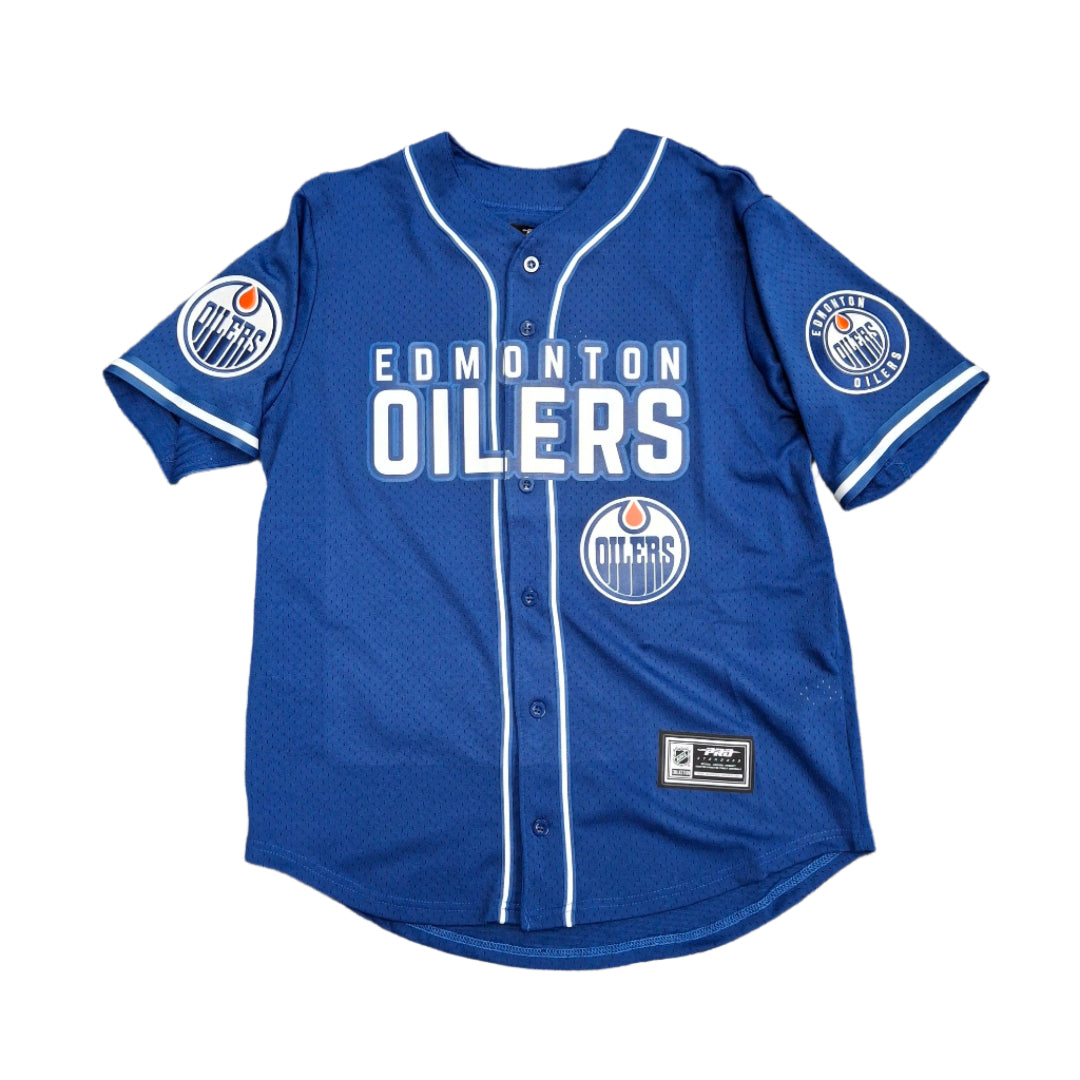 Pro Standard Men's NHL Edmonton Oilers Mesh Baseball Jersey blue