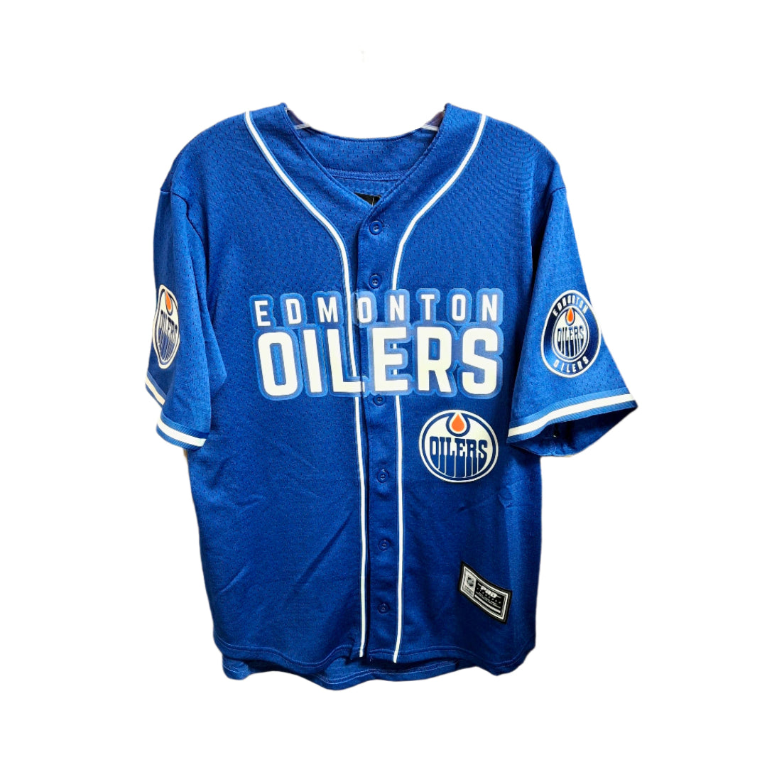 Pro Standard Men's NHL Edmonton Oilers Mesh Baseball Jersey blue