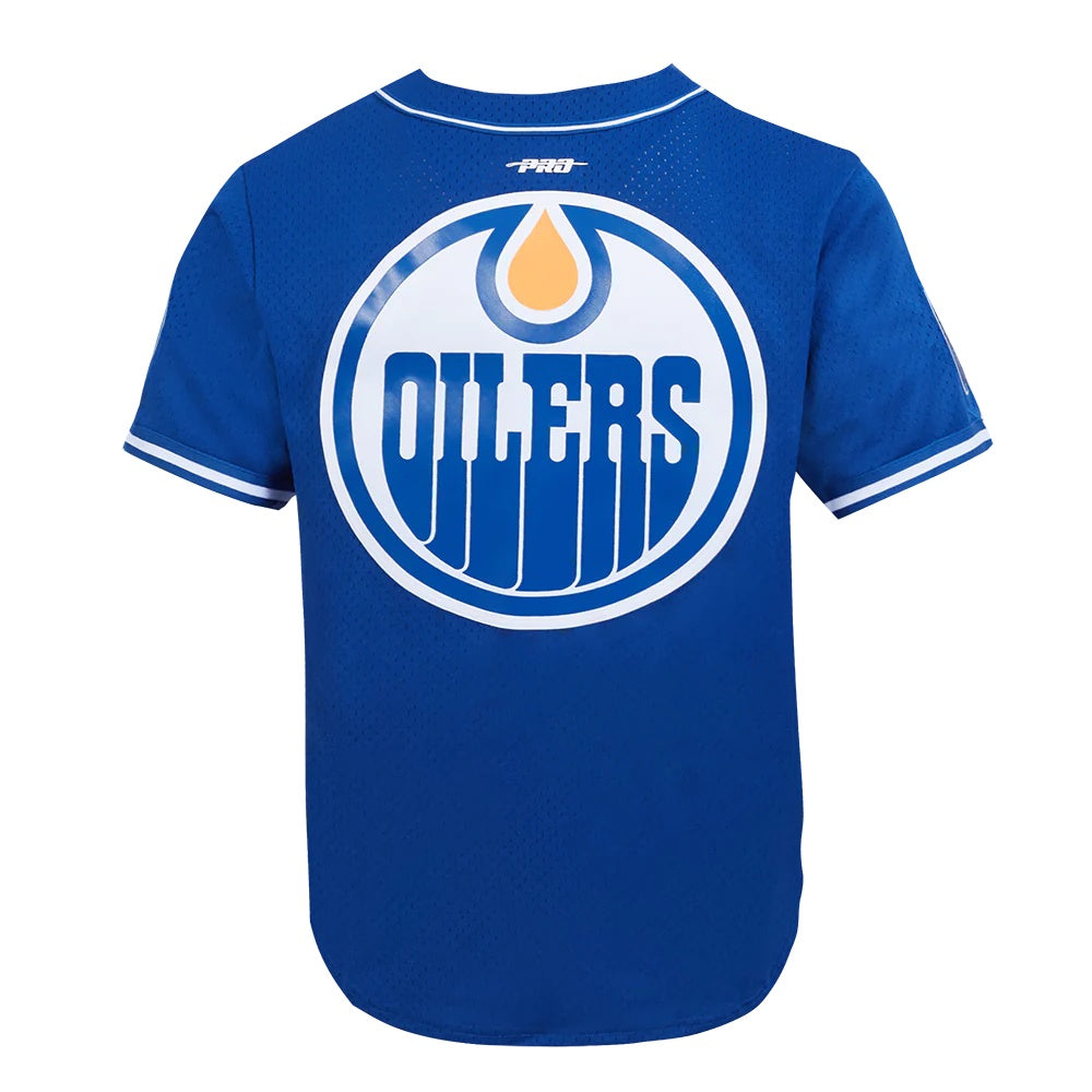 Pro Standard Men's NHL Edmonton Oilers Mesh Baseball Jersey royal blue