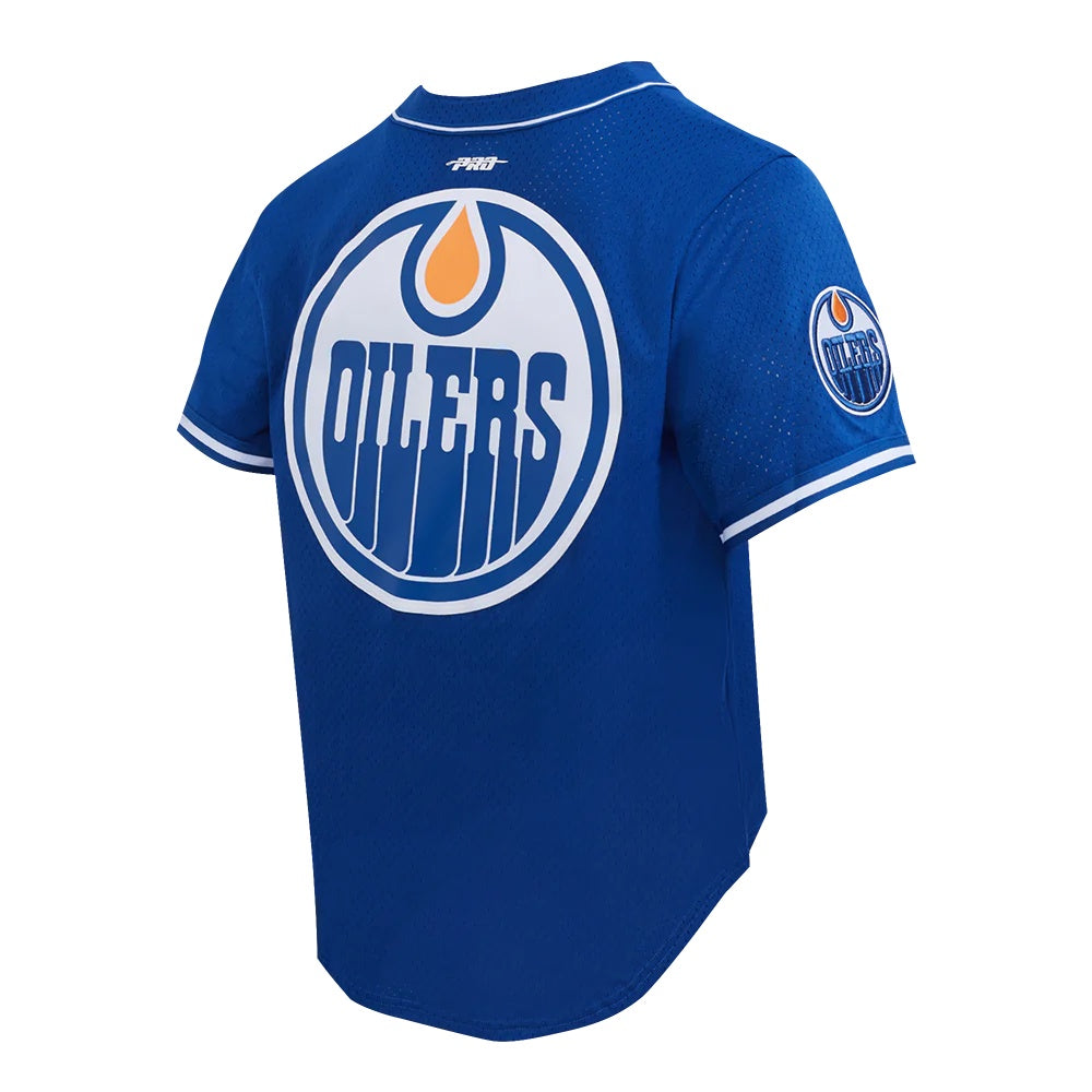 Pro Standard Men's NHL Edmonton Oilers Mesh Baseball Jersey royal blue