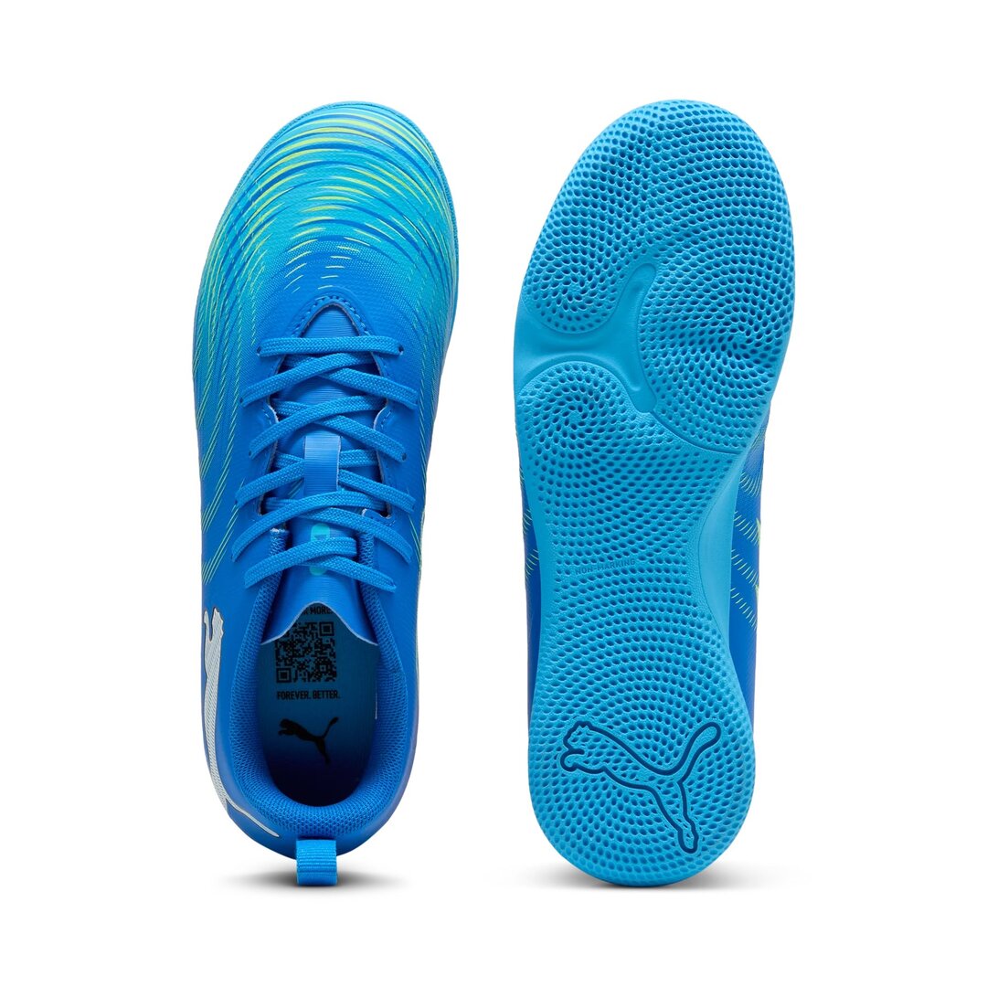 Puma Junior Future 9 Play Indoor Soccer Shoes blue/lime