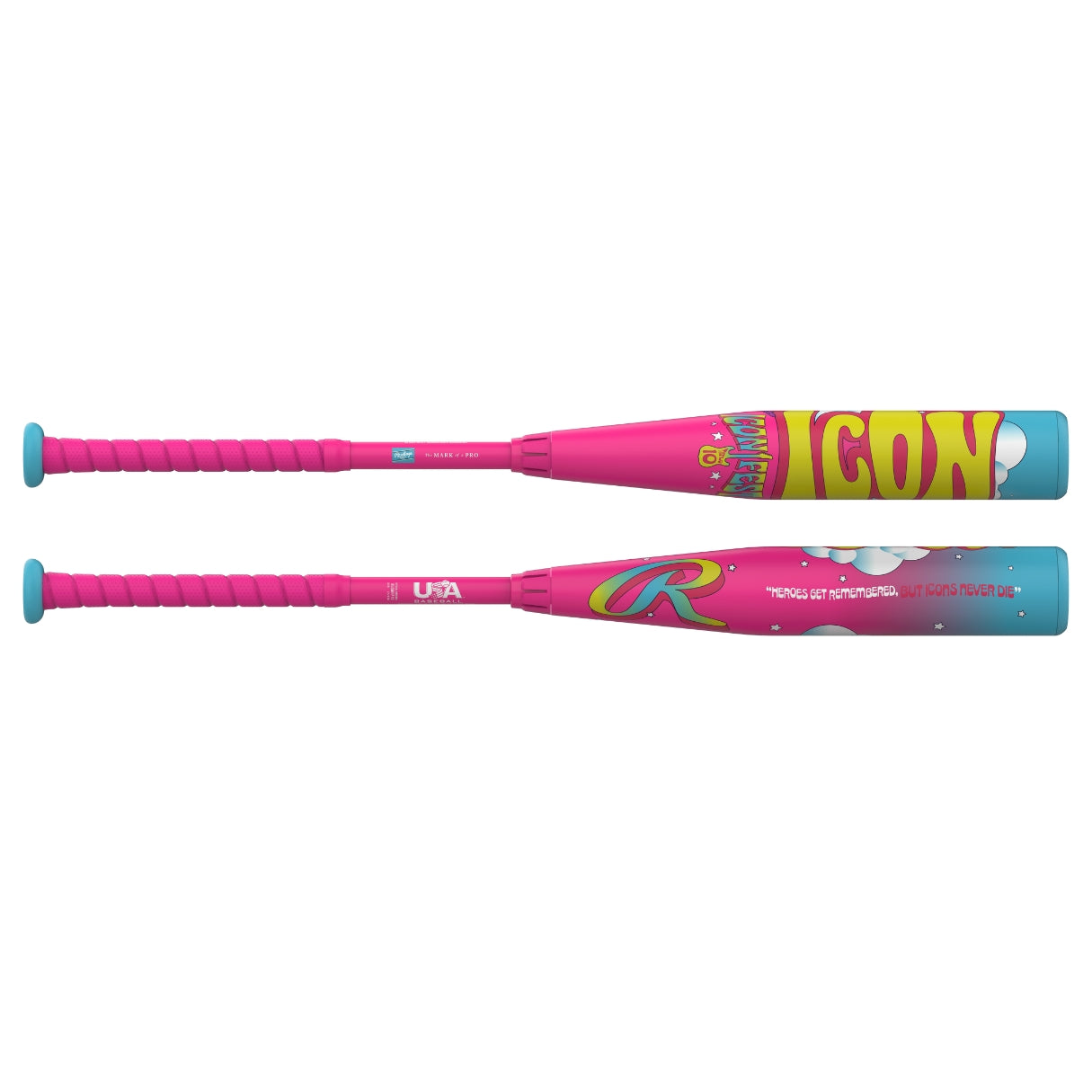 Rawlings -10 Icon Fest USA Baseball Bat pink/blue