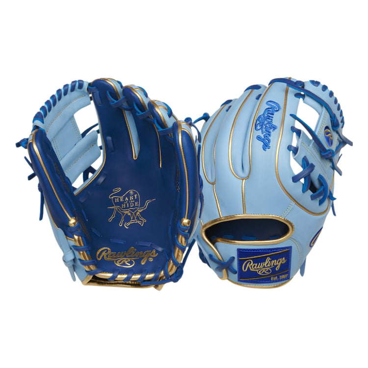 Rawlings 11.25" Heart of the Hide Contour Fit PROR312U-2R Baseball Glove navy blue/ Columbia blue/ gold
