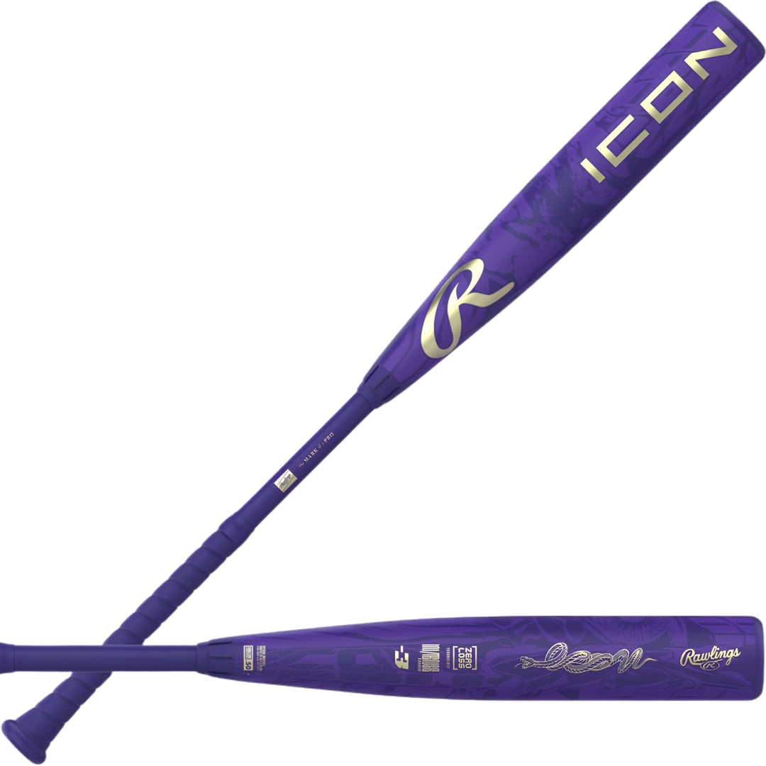 Rawlings -3 Icon BBCOR Baseball Bat purple