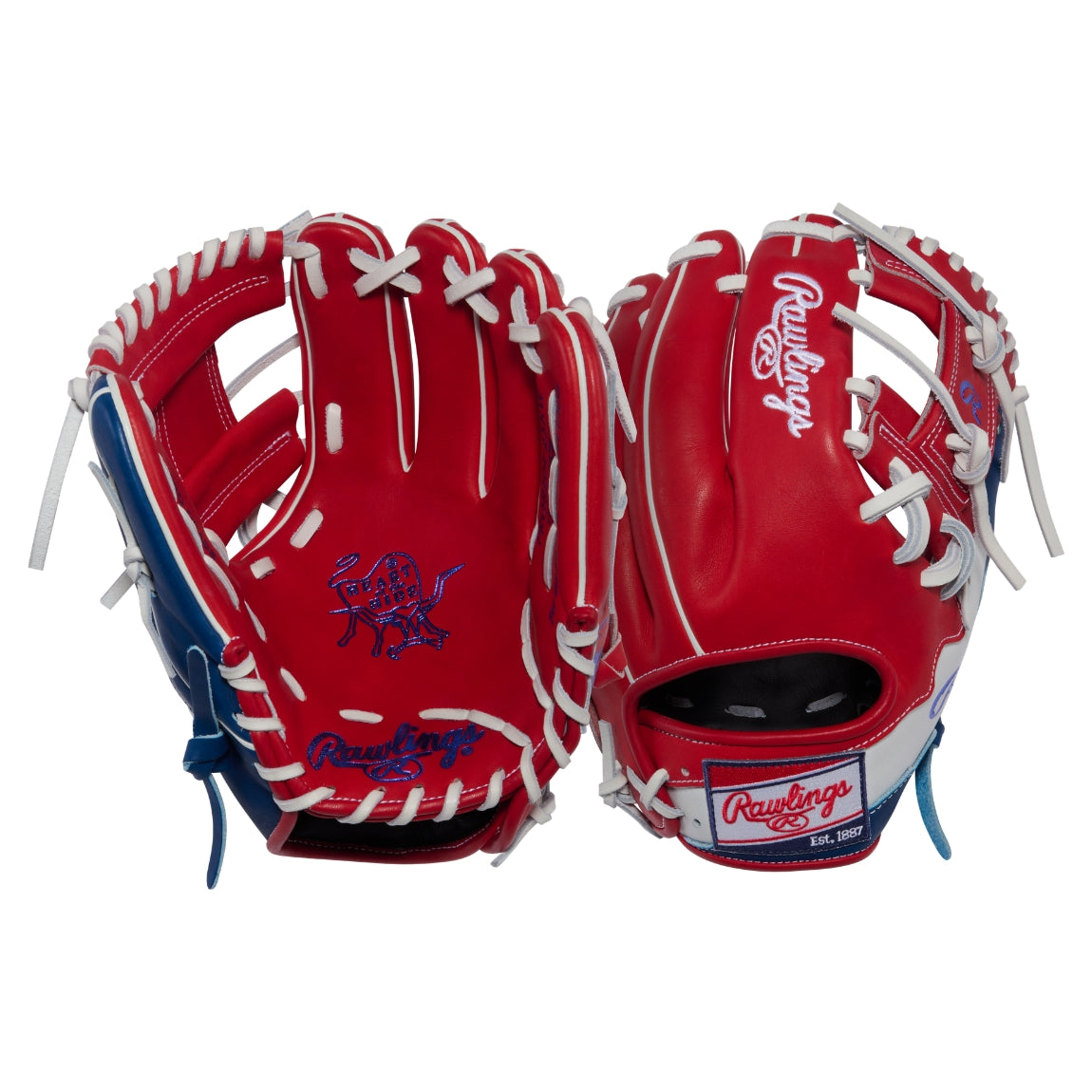 Rawlings Heart of the Hide July GTMPROR204-2SRW Baseball Glove red/blue/white