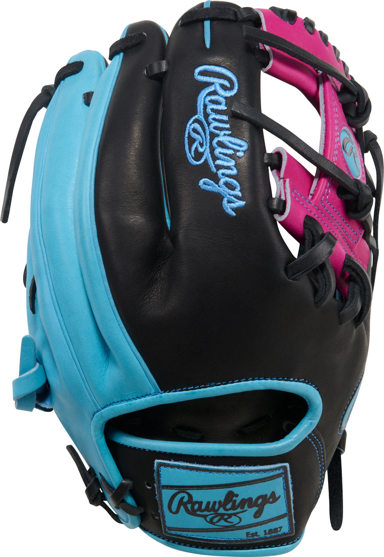 Rawlings Heart of the Hide PROR204-2BBE Spring Break Edition Baseball Glove black/blue/berry