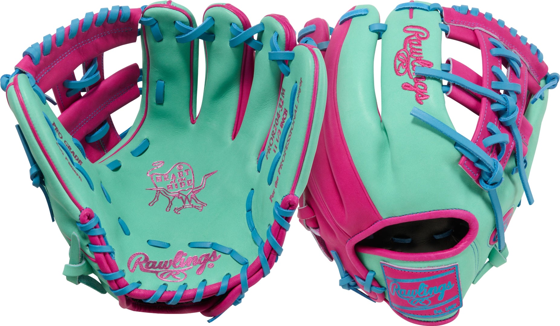 Rawlings Heart of the Hide PROR204-32M Spring Break Edition Baseball Glove mint/berry
