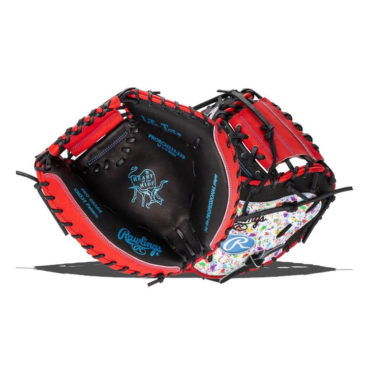 Rawlings Heart of the Hide PRORCM335-23B Catchers Mitt black/red/splatter