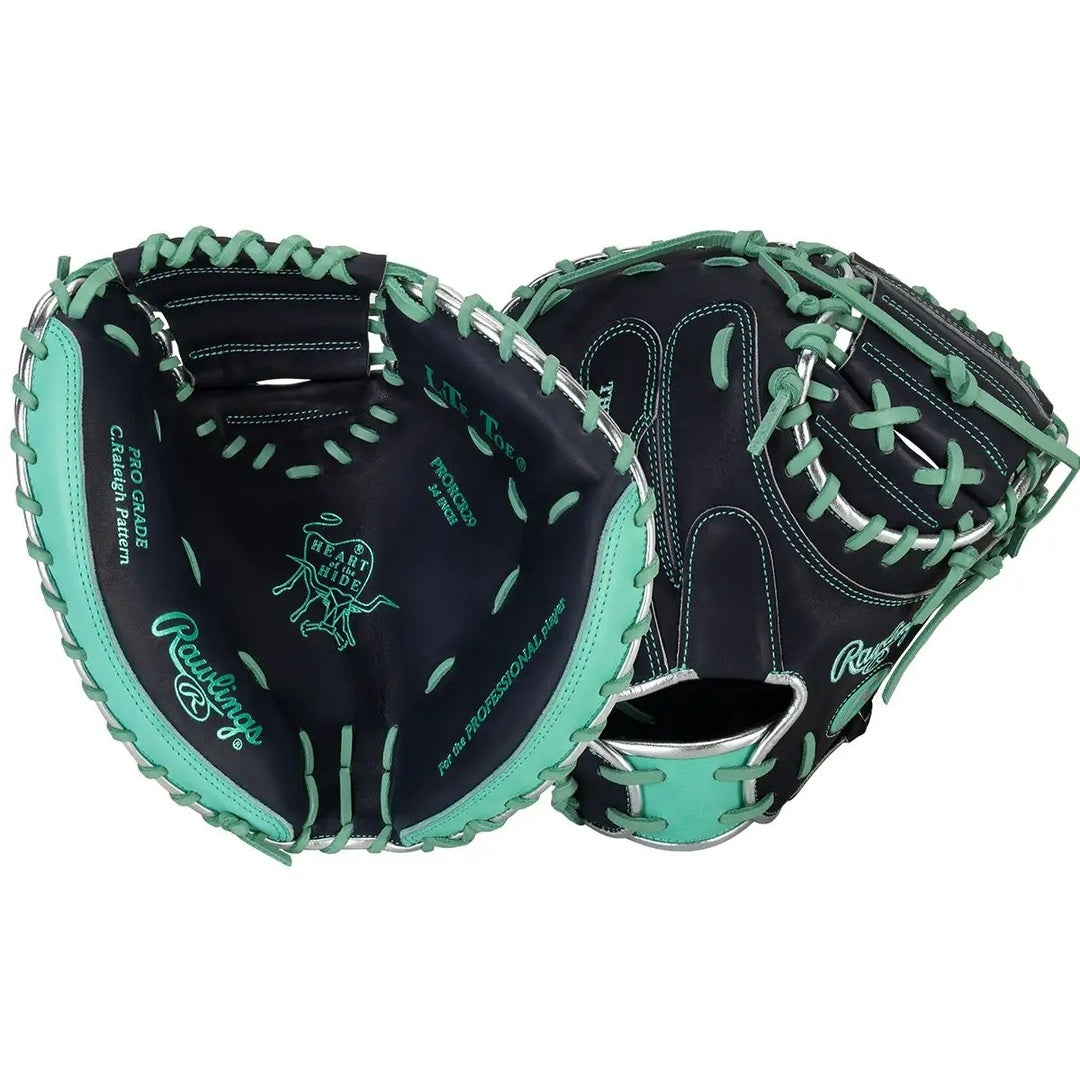 Rawlings Heart of the Hide PRORCR29 Cal Raleigh Baseball Catcher's Mitt 
Navy/Mint