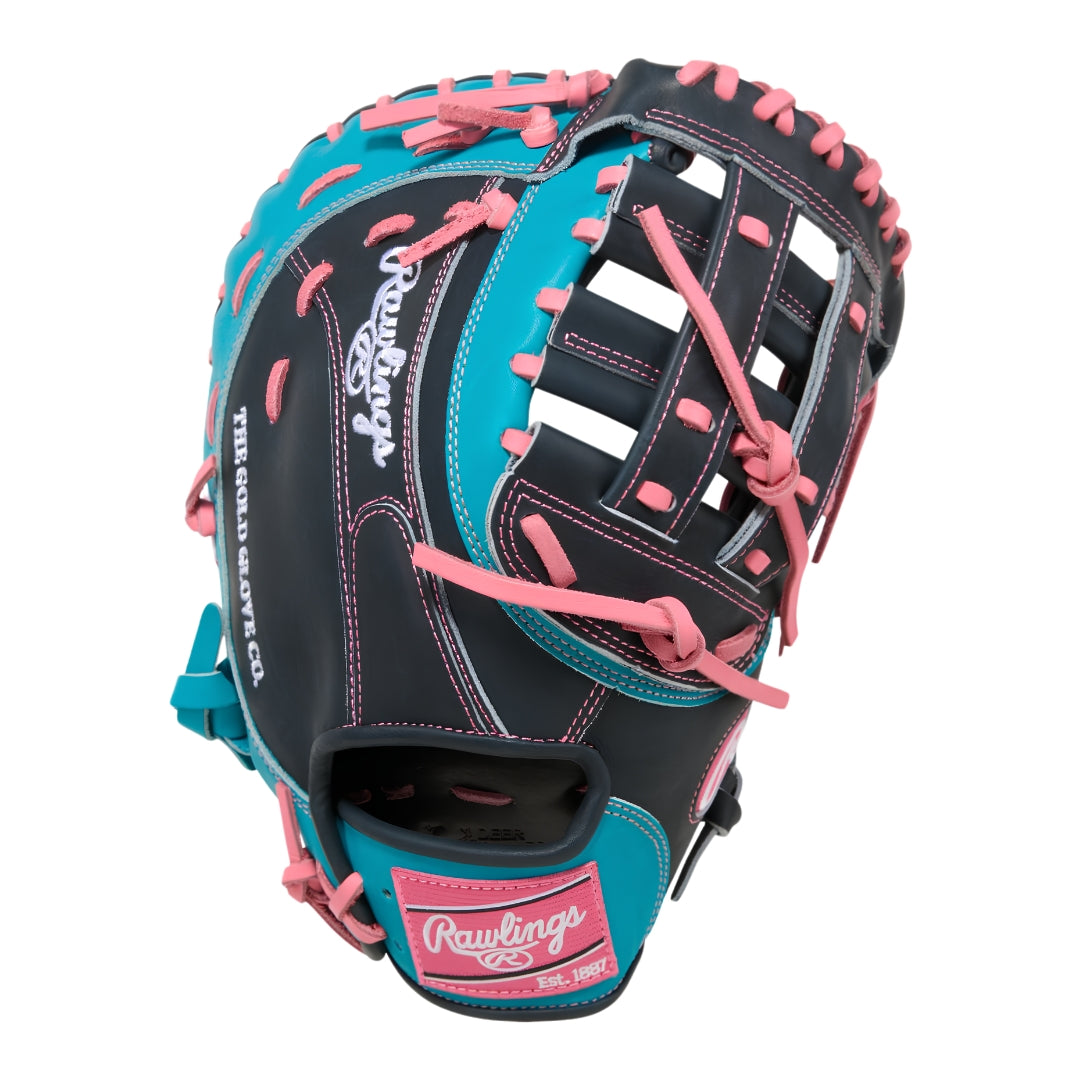 Rawlings Heart of the Hide PRORFM18-17N First Base Glove Navy/Teal/Pink