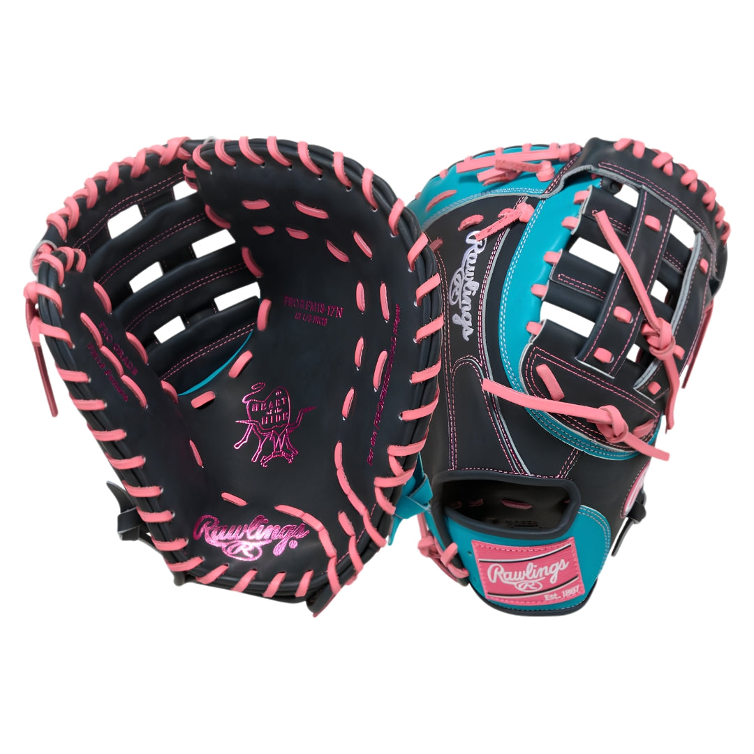 Rawlings Heart of the Hide PRORFM18-17N First Base Glove Navy/Teal/Pink